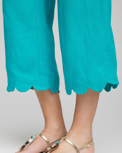 Chico's Linen Scallop Hem Crop Pants