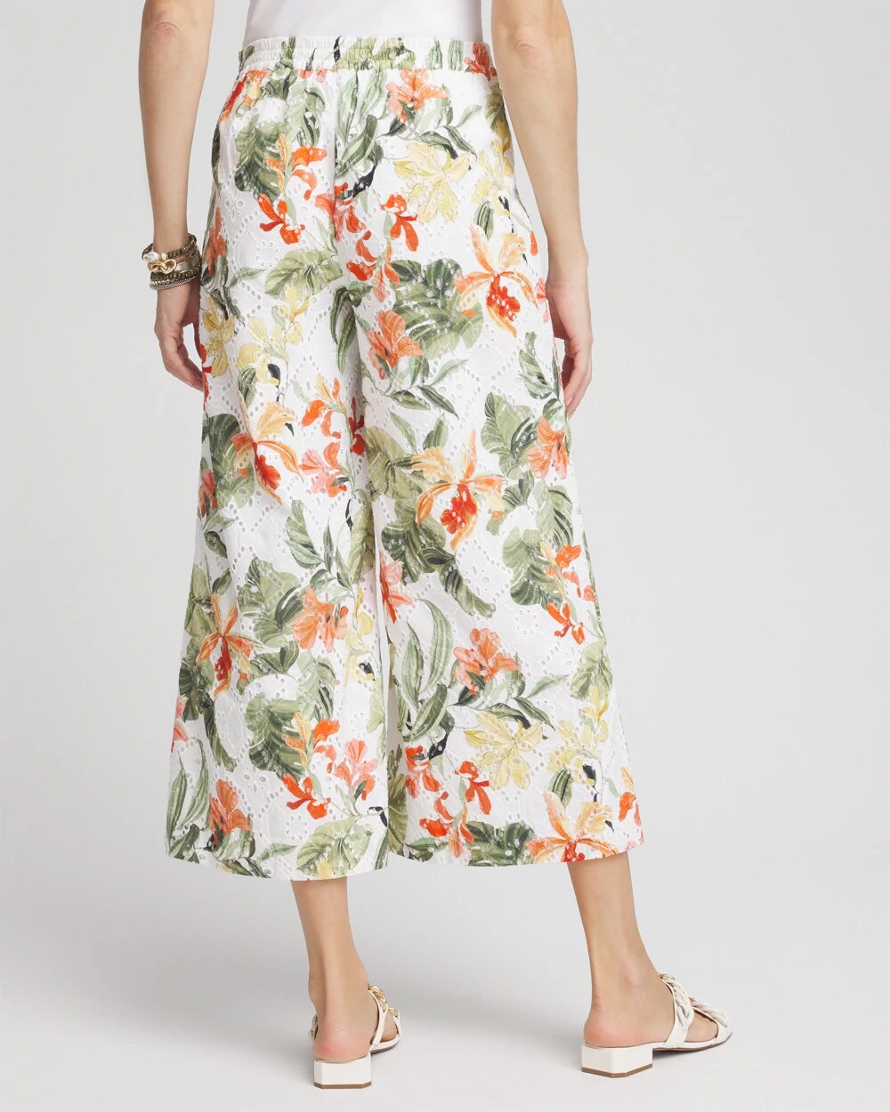 Chico's Floral Eyelet Culotte Pants