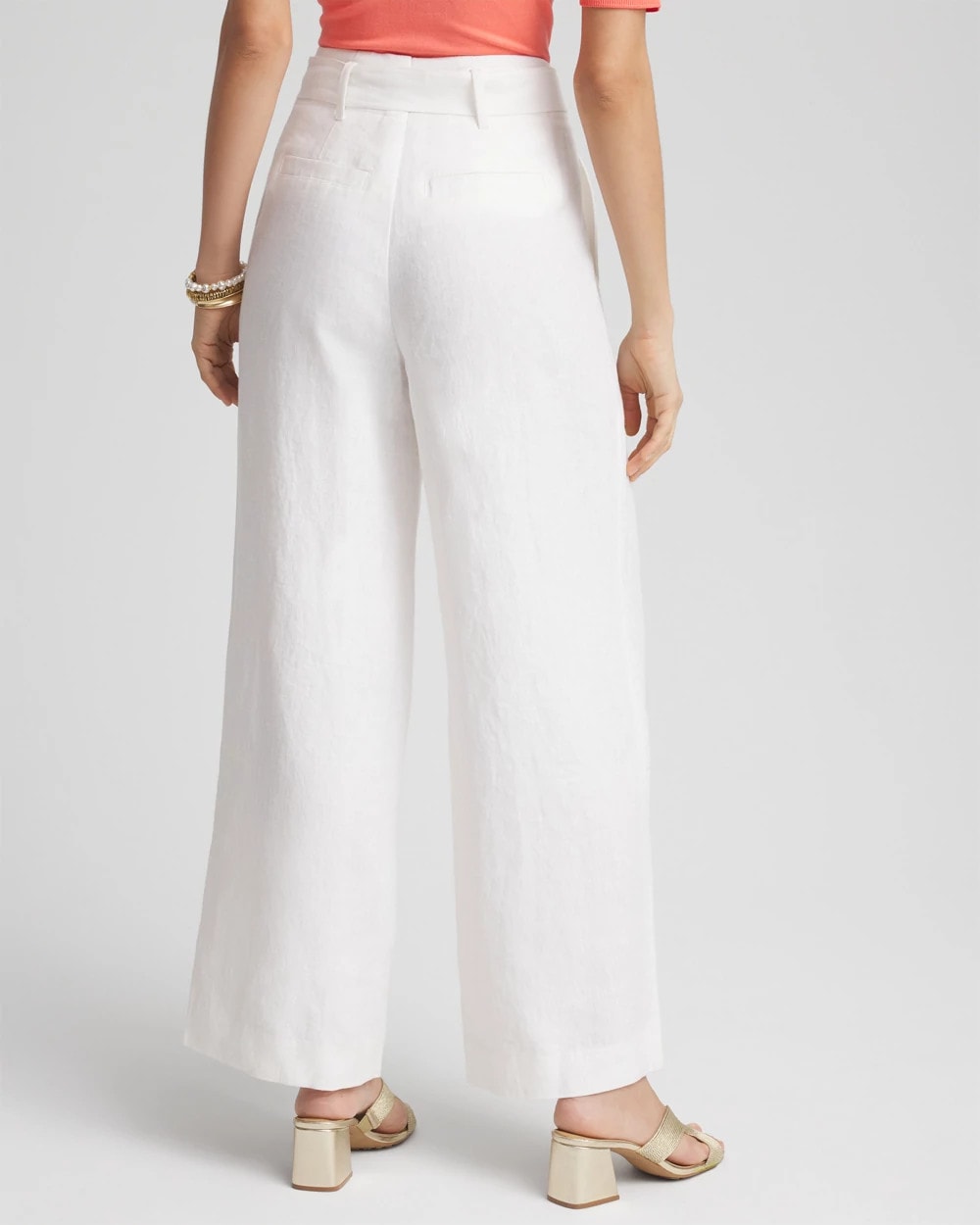 Chico's Belted Pleated Wide-Leg Linen Pants