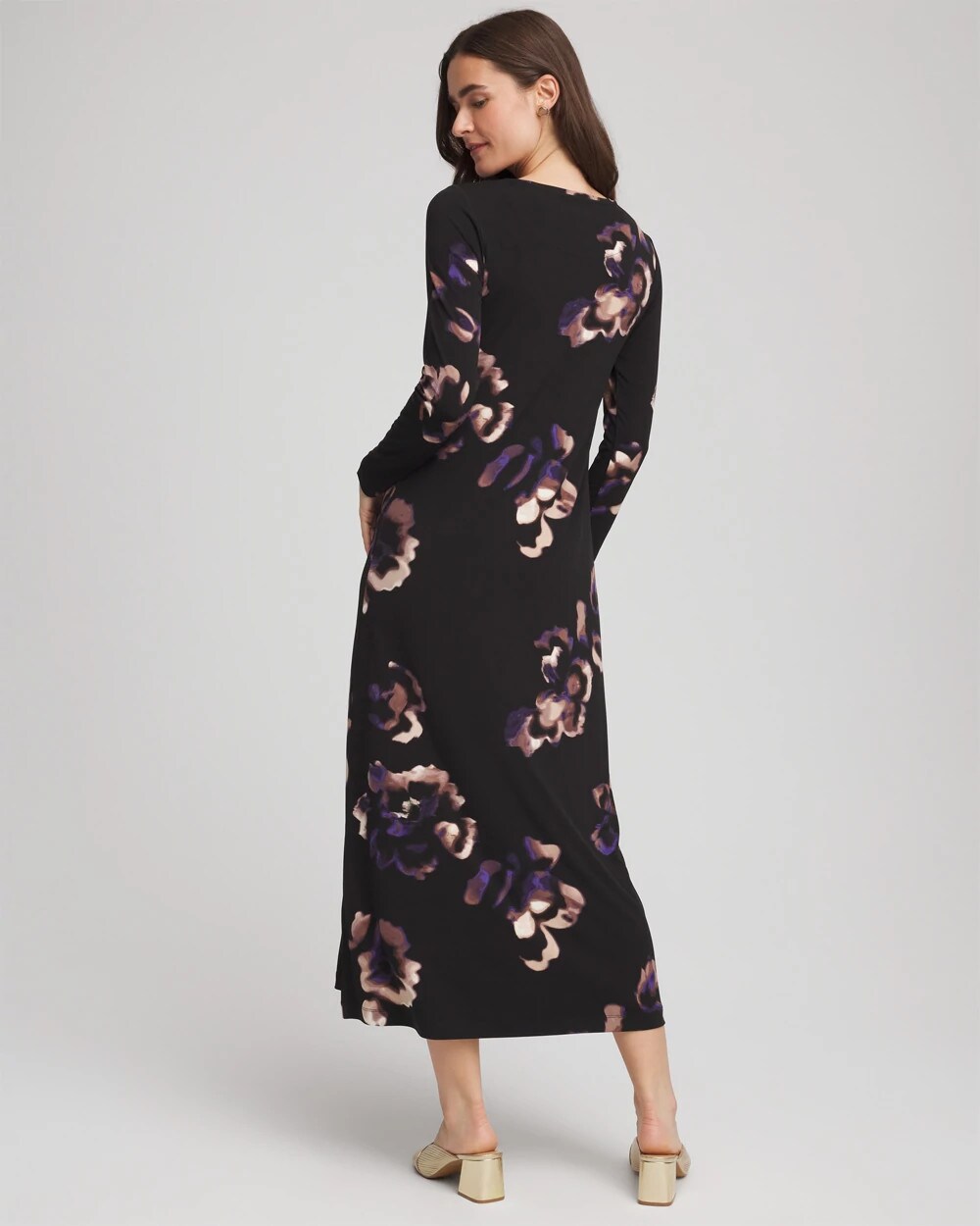 Chico's Floral Boatneck Column Maxi Dress