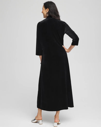 Chico's V-Neck Velour Midi Dress