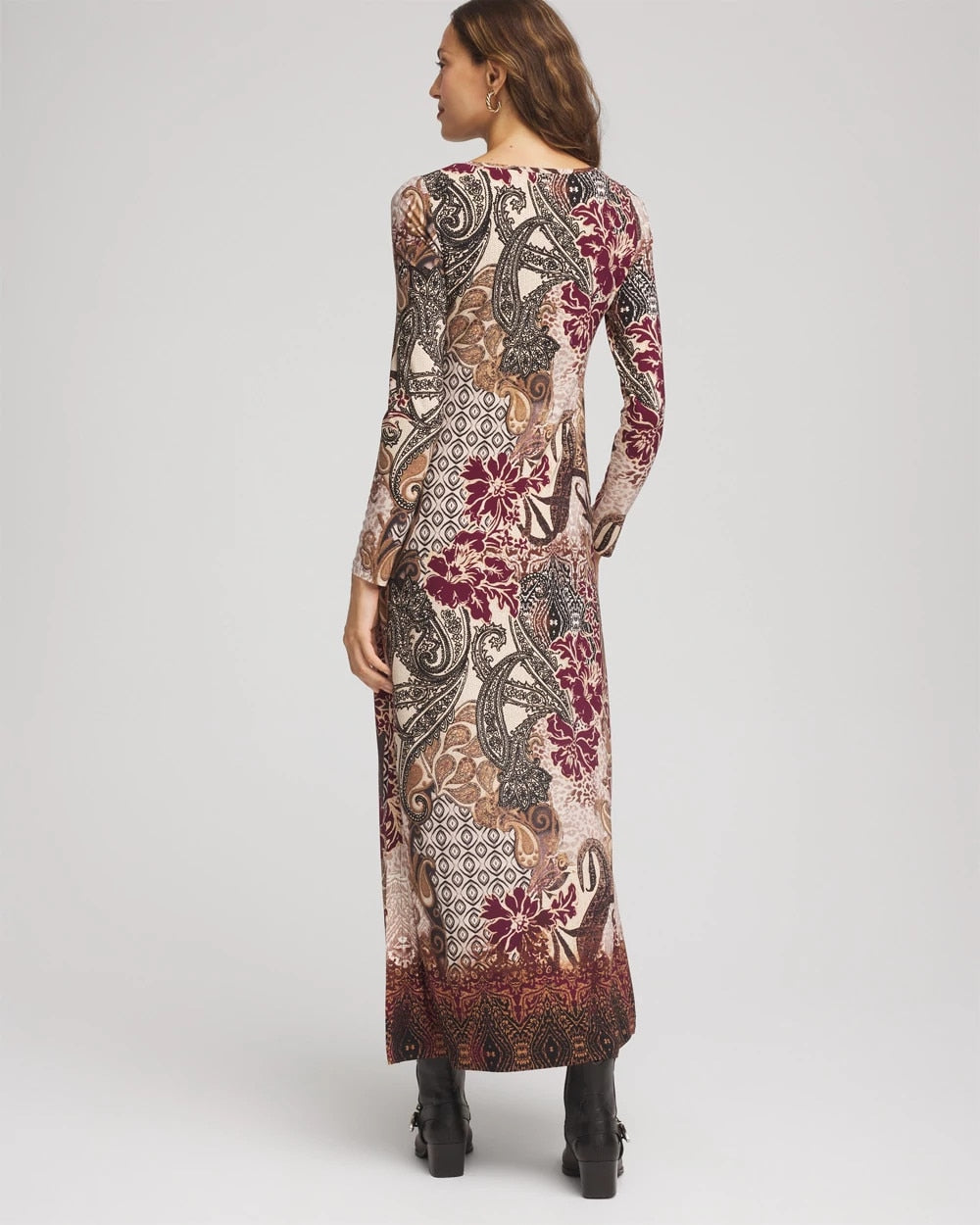 Chico's Patchwork Boatneck Column Maxi Dress
