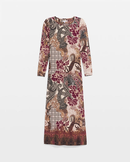 Chico's Patchwork Boatneck Column Maxi Dress