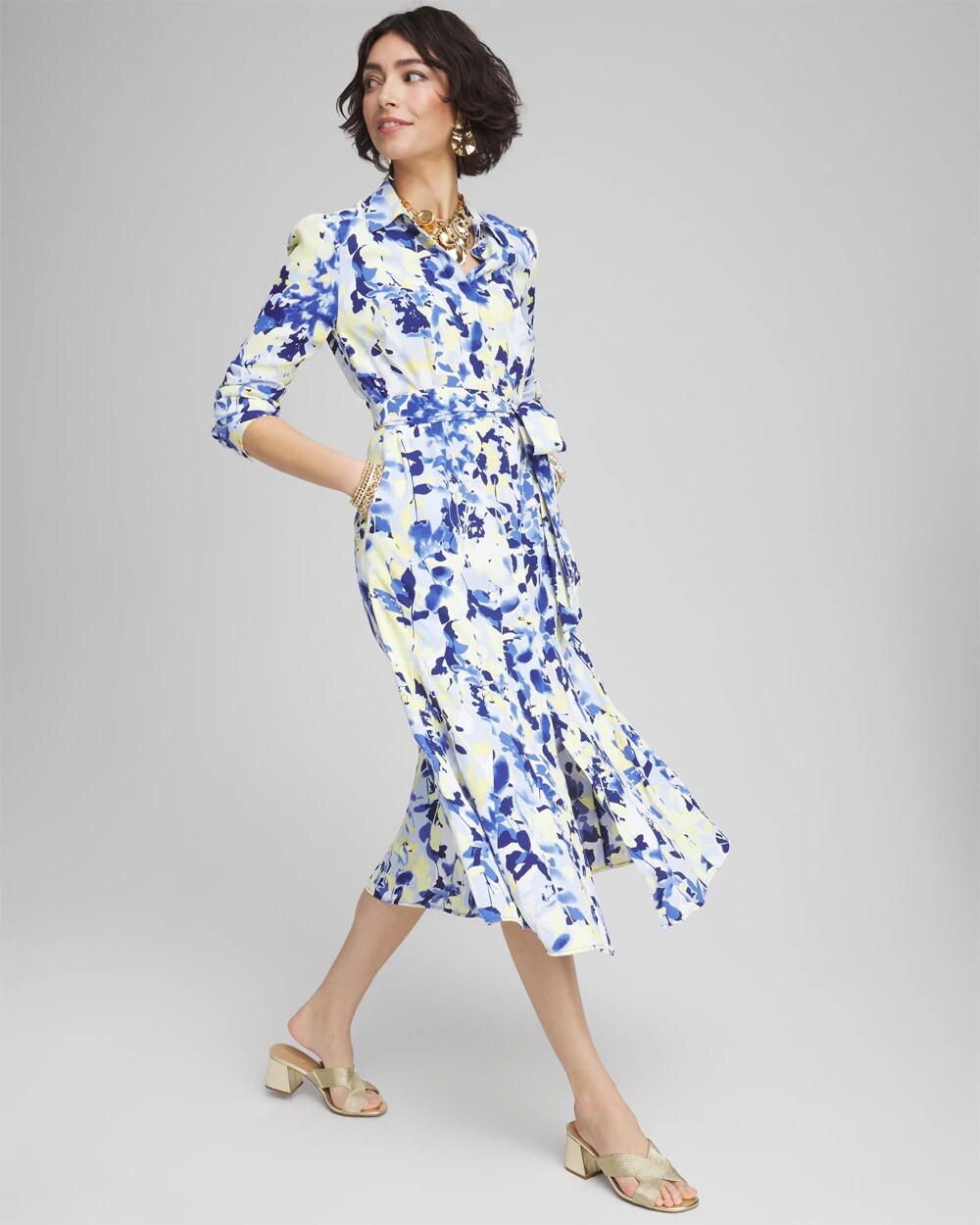 Chico's Floral Midi Shirtdress