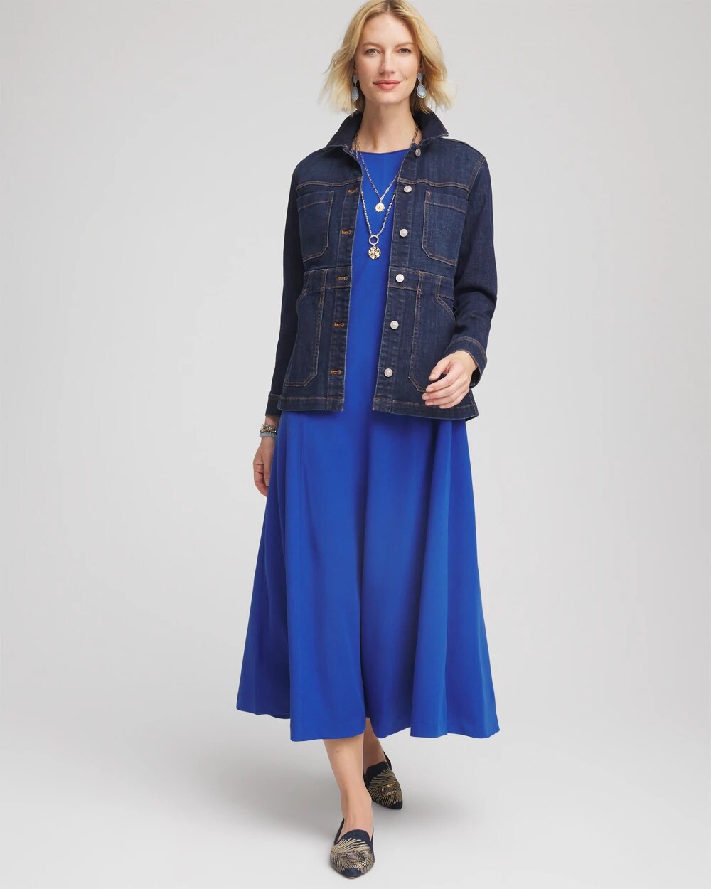 Chico's Seamed Crepe Maxi Dress
