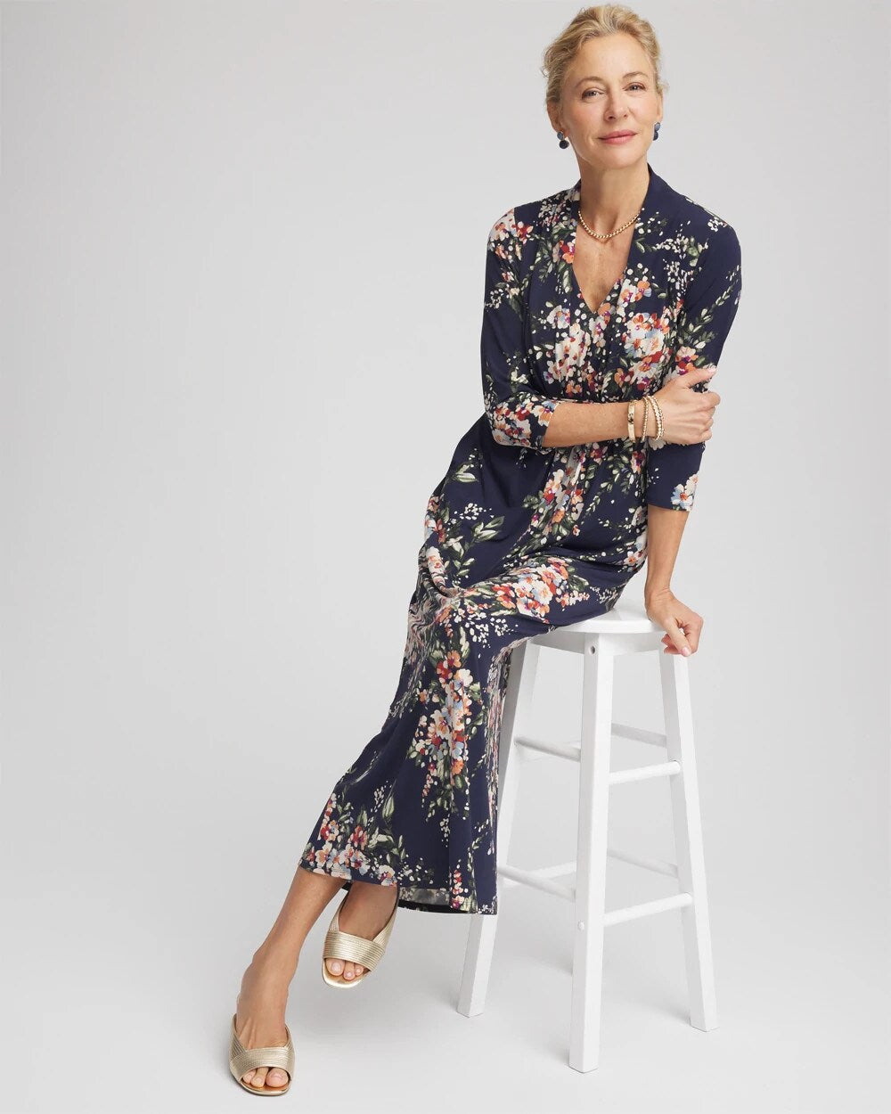 Chico's Knit Pleated Maxi Dress