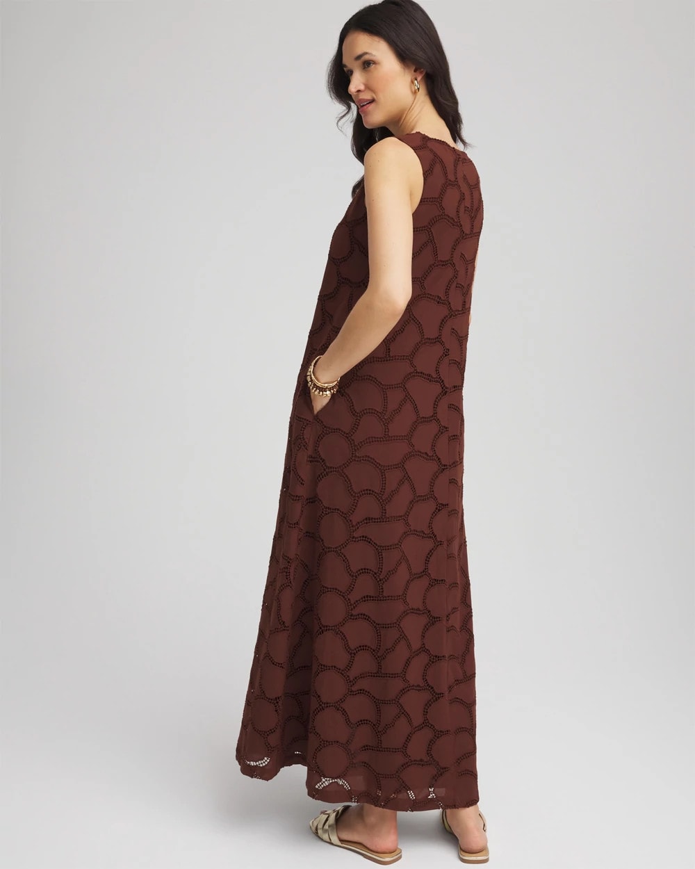 Chico's Eyelet Cutout Maxi Tank Dress