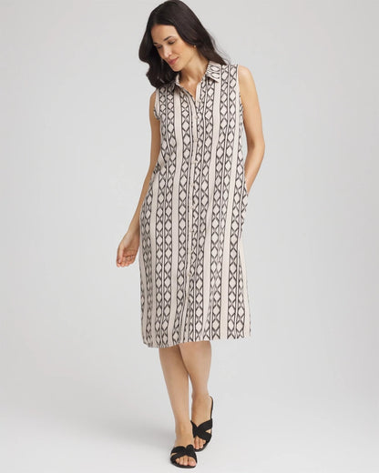 Chico's Printed Sleeveless Silk-Twill Shirtdress