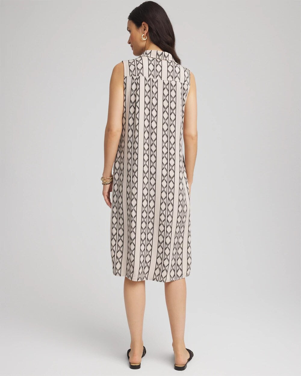 Chico's Printed Sleeveless Silk-Twill Shirtdress