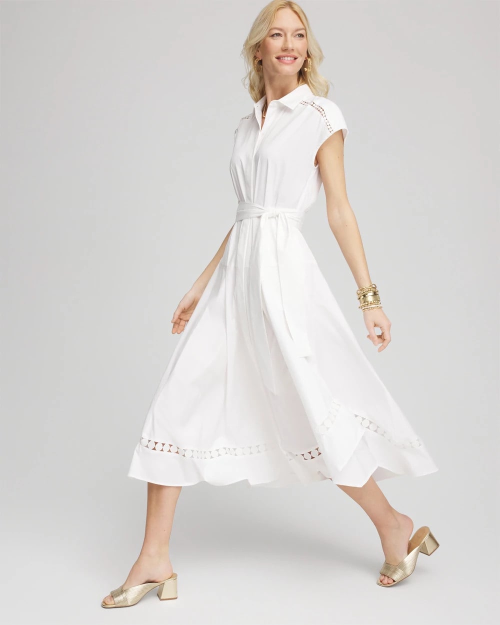 Chico's Poplin Circle Trim Maxi Shirtdress