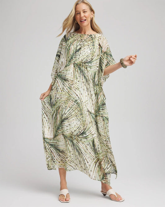 Chico's Crinkle-Chiffon Kaftan Dress