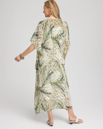 Chico's Crinkle-Chiffon Kaftan Dress