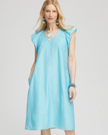 Chico's Cotton-Silk Voile Popover Dress