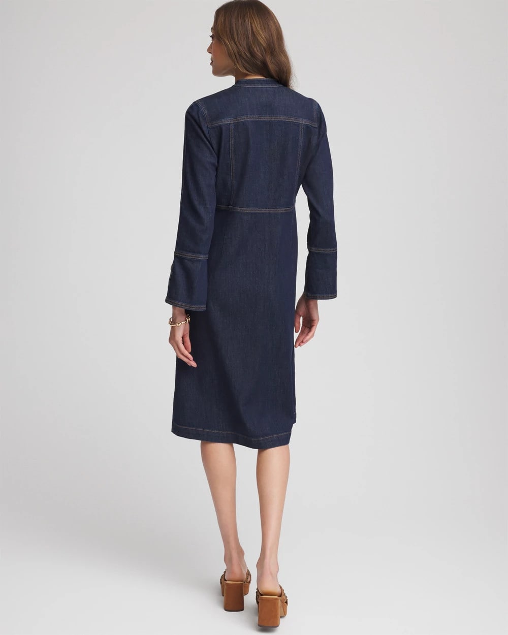 Chico's Denim Splitneck Knee-Length Dress