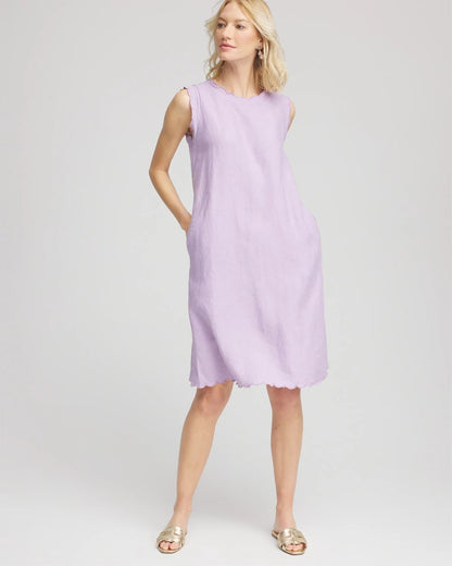 Chico's Sleeveless Scalloped Trim Dress