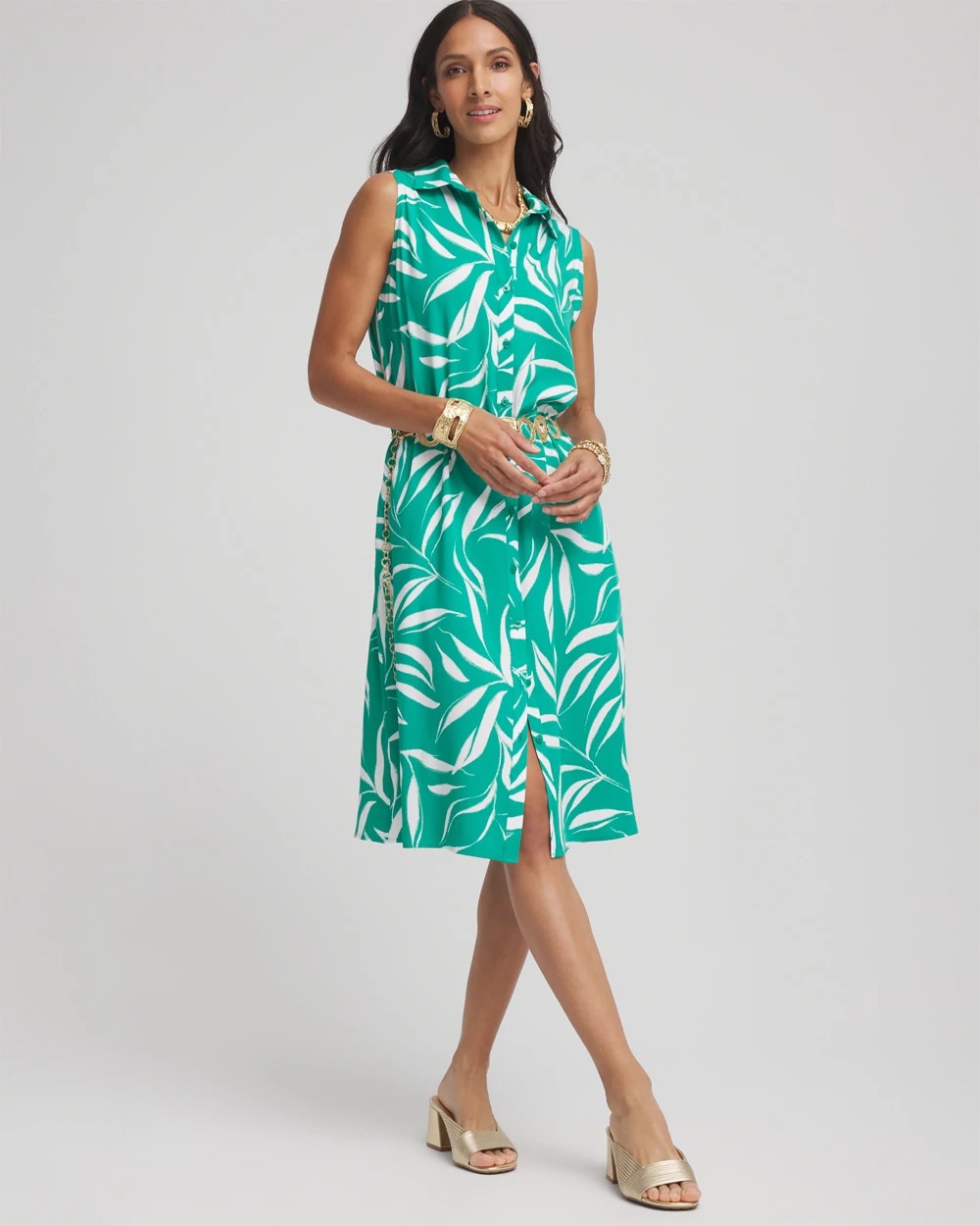 Chico's Rayon Silk Sleeveless Shirtdress