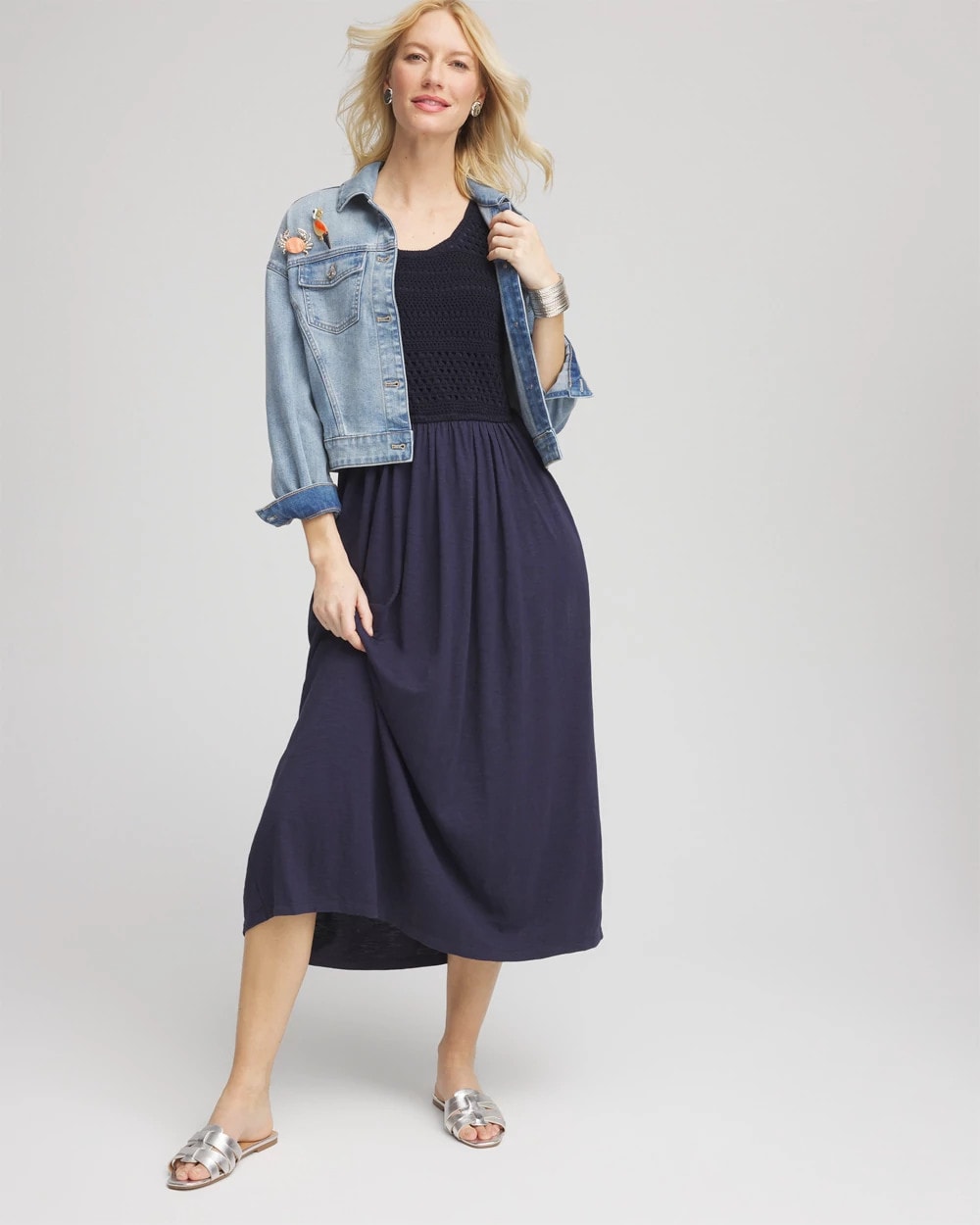 Chico's Crochet-Bodice Maxi Dress