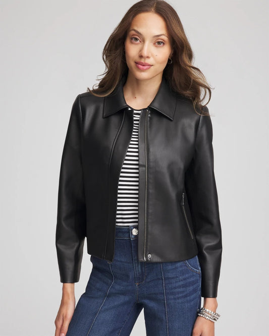 Chico's Faux Leather Zip-Front Jacket