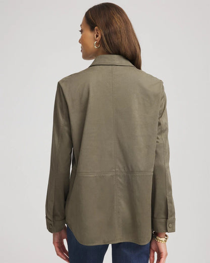 Chico's Suede Collared Long-Sleeved Shacket