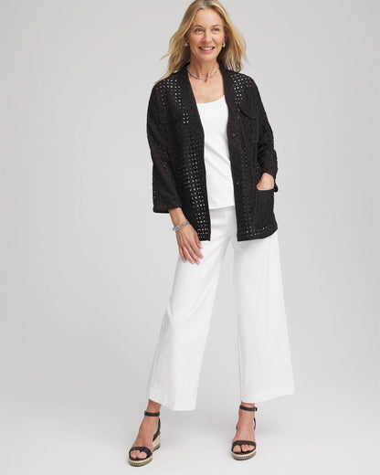 Chico's Open-Stitch Tie-Front Kimono Jacket