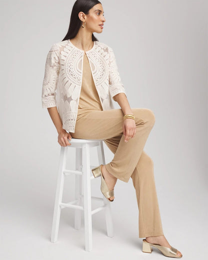 Chico's Travelers™ Collection Embroidered 3/4 Sleeve Jacket