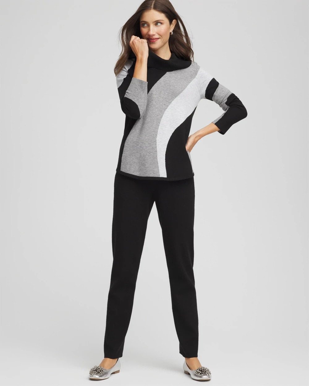 Chico's Zenergy® Luxe Intarsia Cowlneck Top