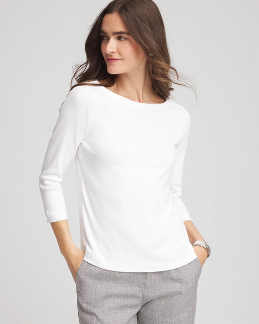 Chico's Pima Cotton 3/4 Sleeve Tee