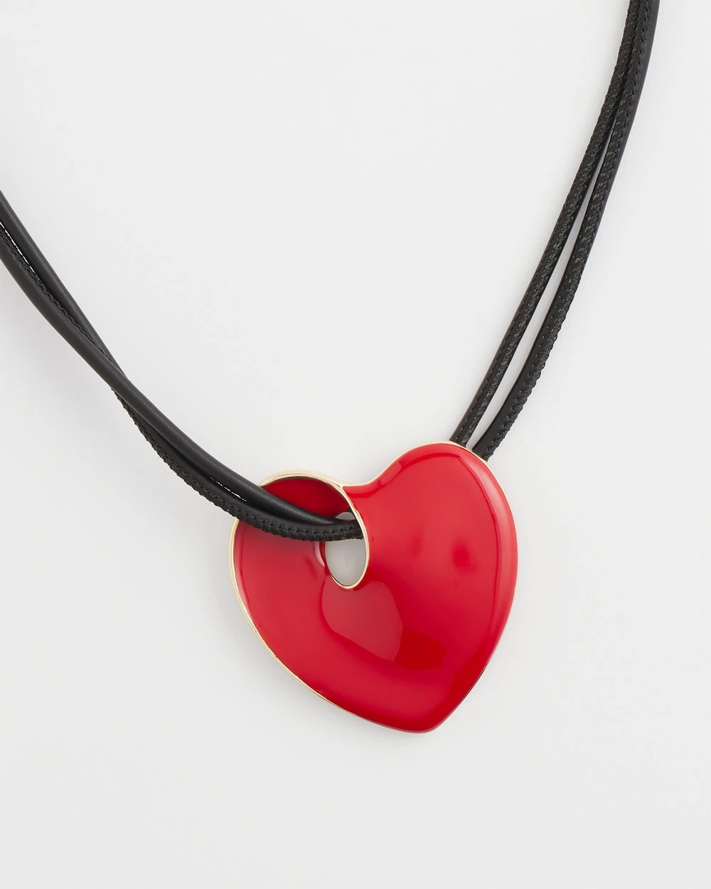 Chico's Red Enamel Heart Pendant Necklace