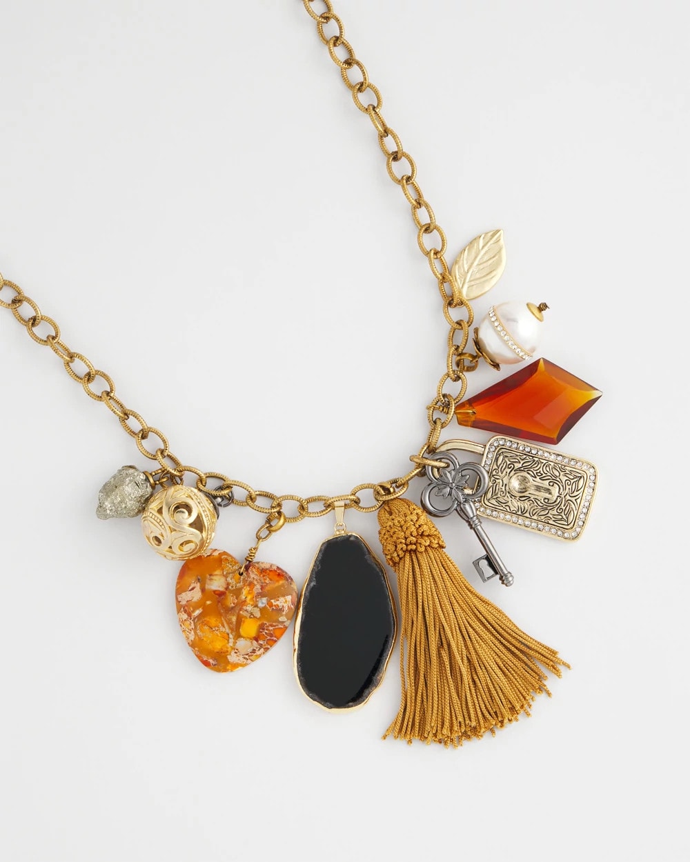 Chico's Charm & Stone Short Necklace