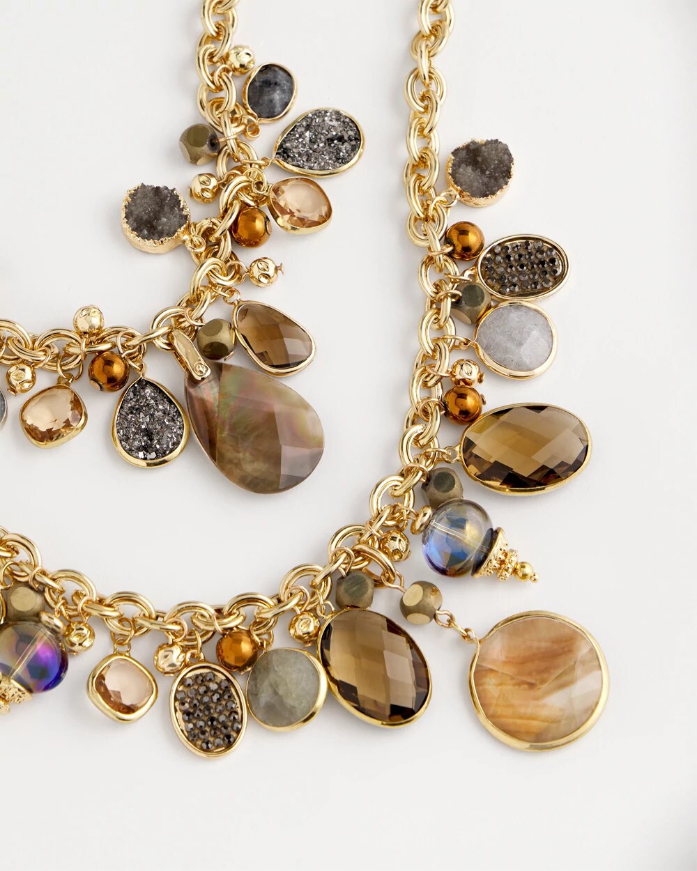 Chico's Faceted Gem Drop Off Bib Necklace