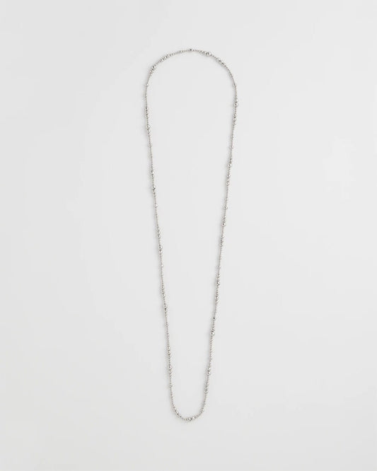 Chico's Silvertone Long Beaded Necklace