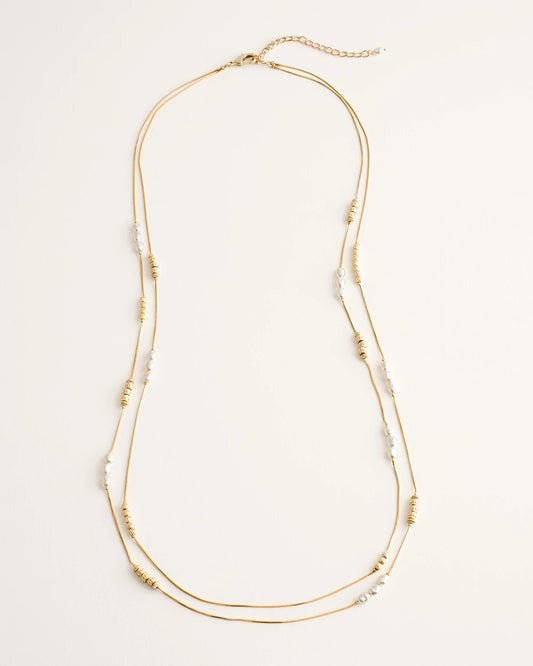 Chico's Long Faux-Pearl and Goldtone Double-Strand Necklace