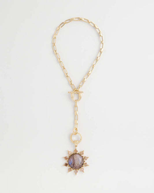 Chico's Purple Resin Sun Pendant Necklace