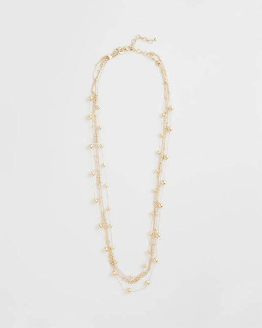 Chico's Multistrand Beaded Goldtone Necklace