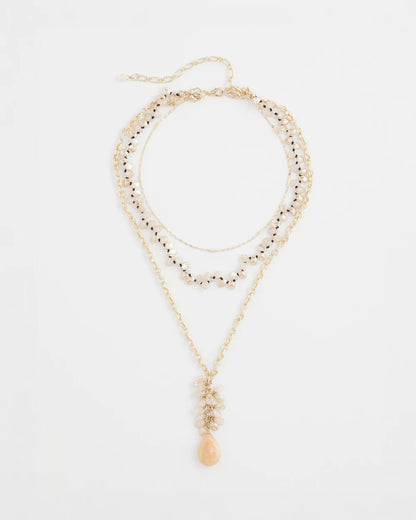 Chico's Convertible Rose Quartz Pendant Necklace