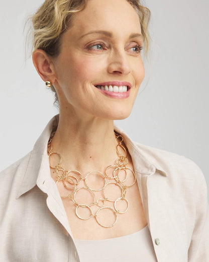 Chico's Short Goldtone Multi-Strand Link Necklace