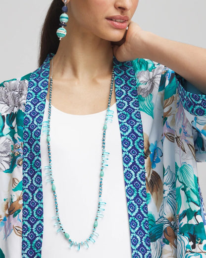 Chico's Teal Beaded Single Strand Necklace
