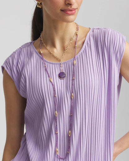 Chico's Purple Beaded Single Strand Necklace
