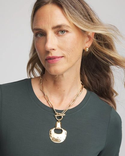 Chico's Goldtone Toggle Pendant Necklace