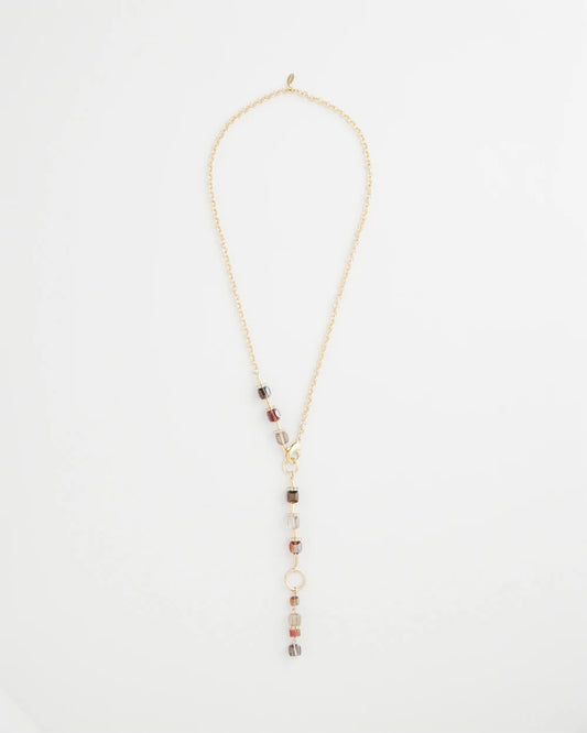 Chico's Art Deco Geo Glass Bead Y-Necklace