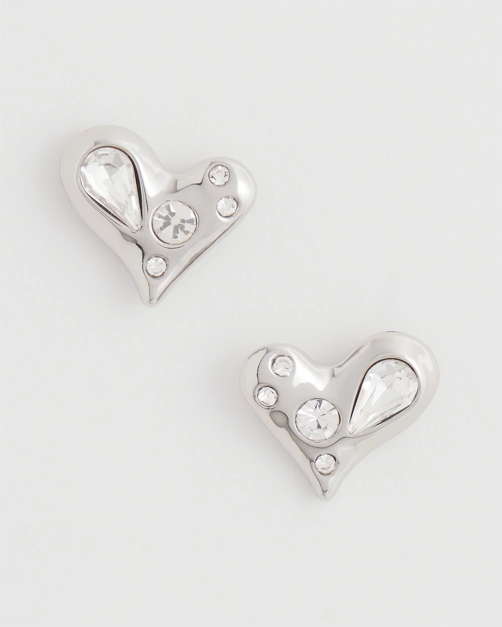 Chico's Mini Bejeweled Heart Stud Earrings
