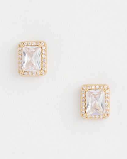 Chico's Gold Emerald Cut Stud Earrings