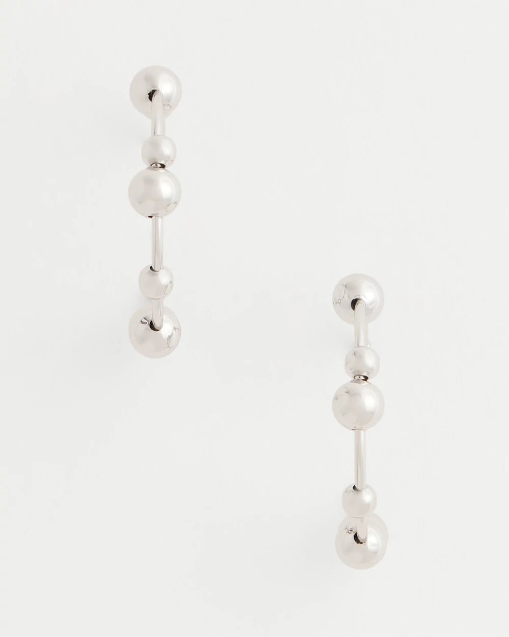 Chico's Silvertone Beaded Hoop Earrings