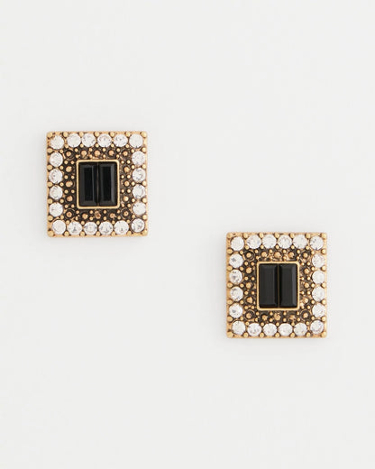 Chico's Black & Goldtone Square Stud Earrings