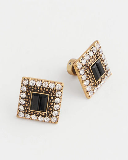 Chico's Black & Goldtone Square Stud Earrings
