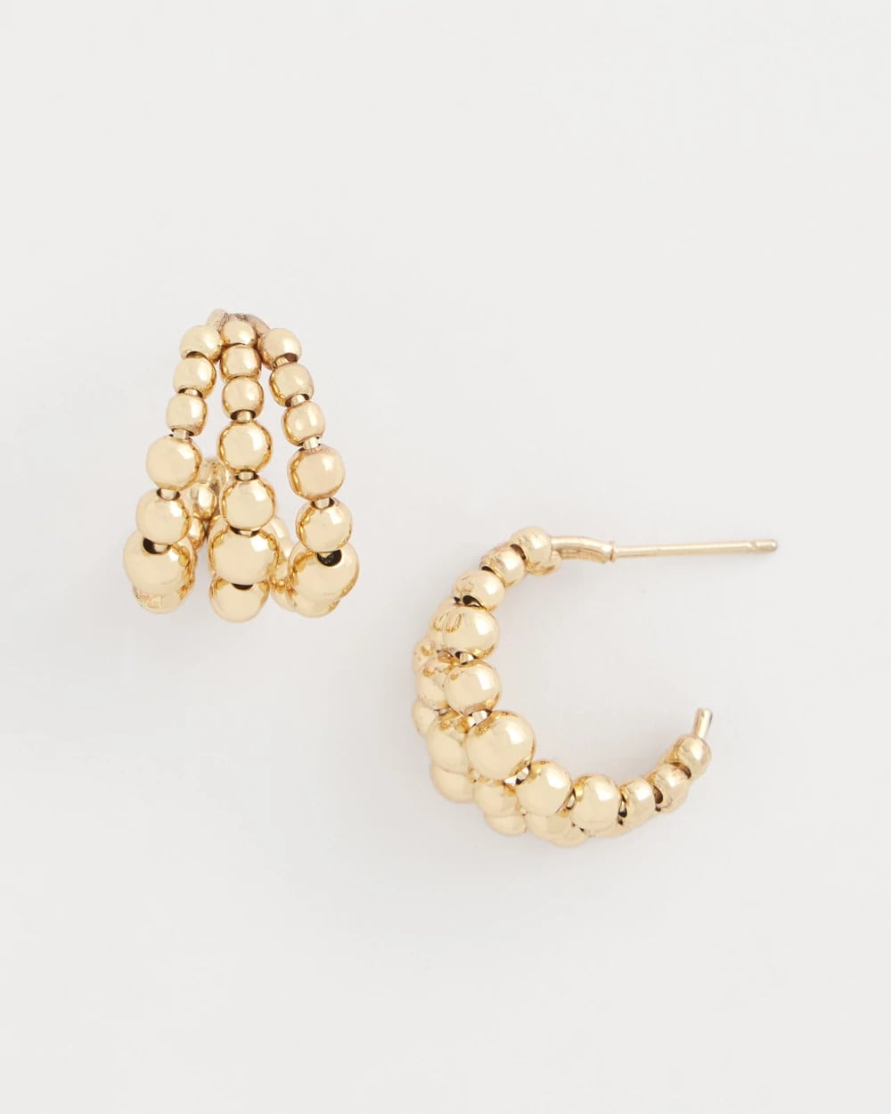 Chico's Gold Beaded Mini Hoop Earrings