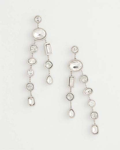 Chico's Bezel Set Linear Silvertone Earrings