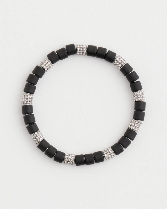 Chico's Black Barrel Bead Stretch Bracelet