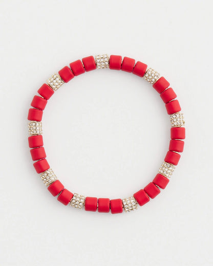 Chico's Red Barrel Bead Stretch Bracelet