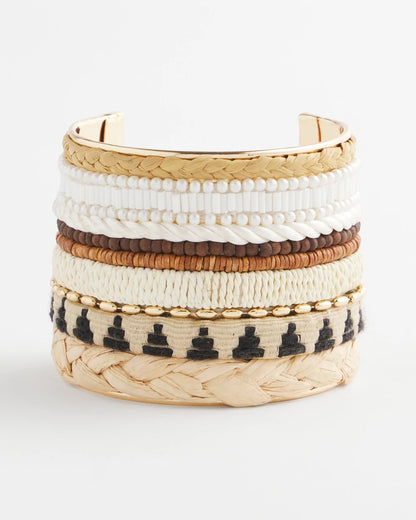 Chico's Mixed Media Textured Cuff Bracelet